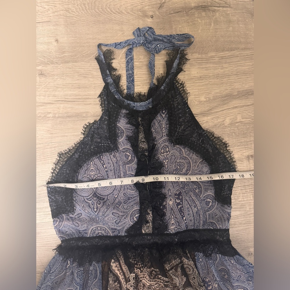 Zara Black and Blue Lace Backless Dress - Picture 11 of 16